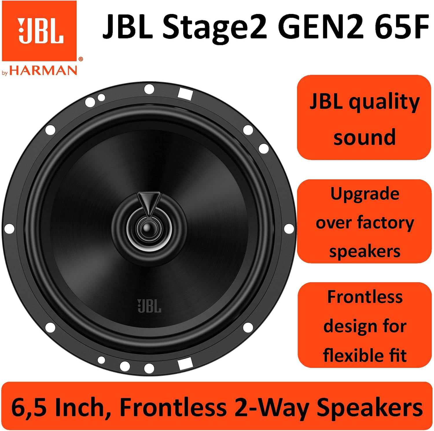 JBL Stage2 65F 6.5" (16.5cm) 480 WATT 2 Way Co Axial Car Speaker (No Grill)
