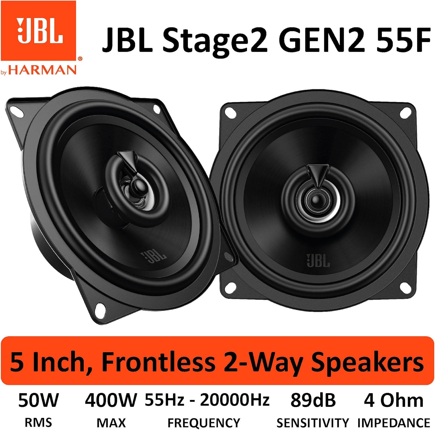 JBL Stage2 55F 5.25" (13cm) 400 WATT 2 Way Co Axial Car Speaker (No Grill)