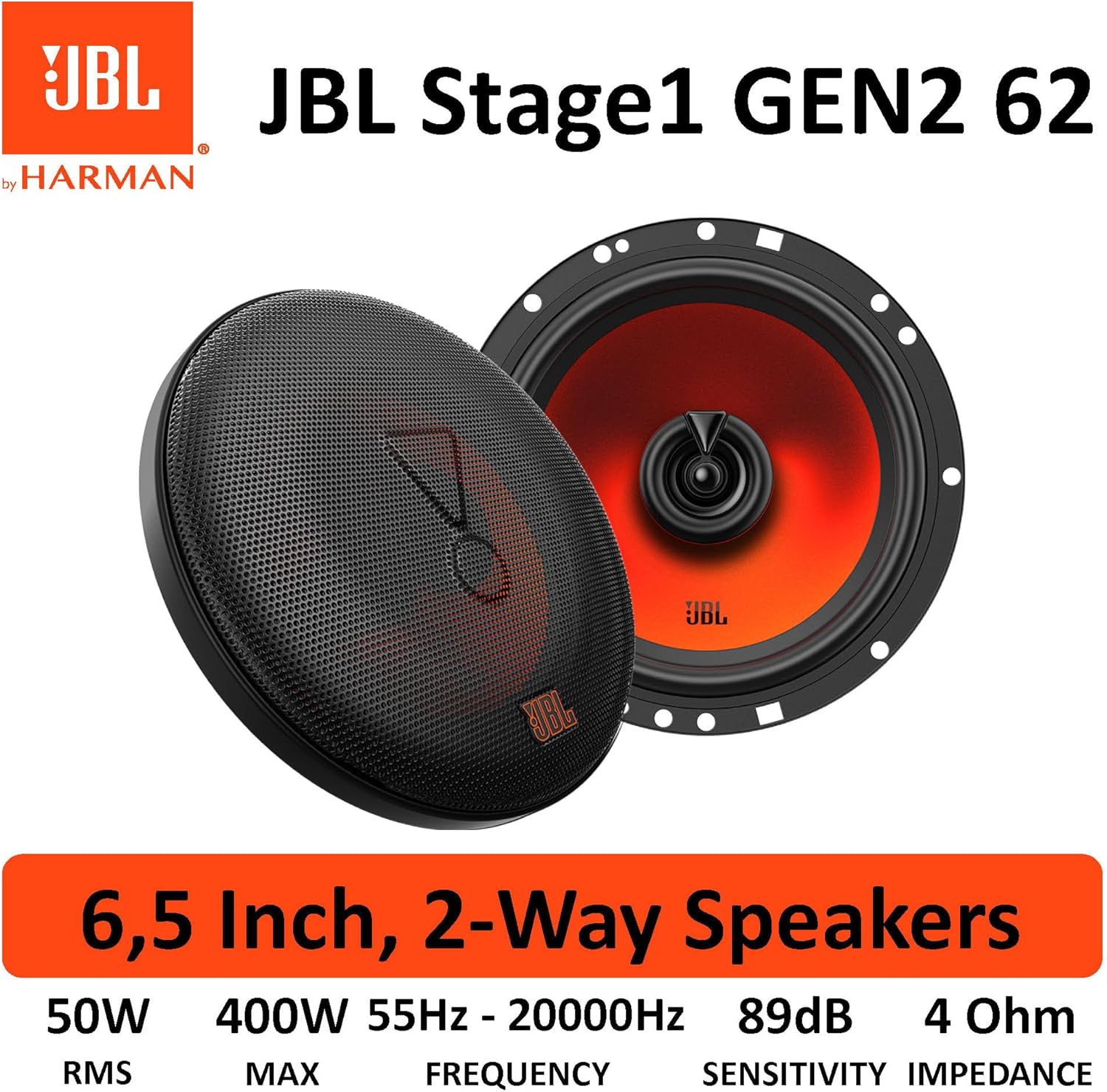 JBL Stage1 62 6.5" (16.5cm) 400 WATT 2 Way Co Axial Car Speaker