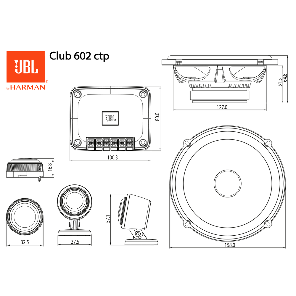 JBL Club 602CTP 6.5" 70 WATT Split Car Speaker