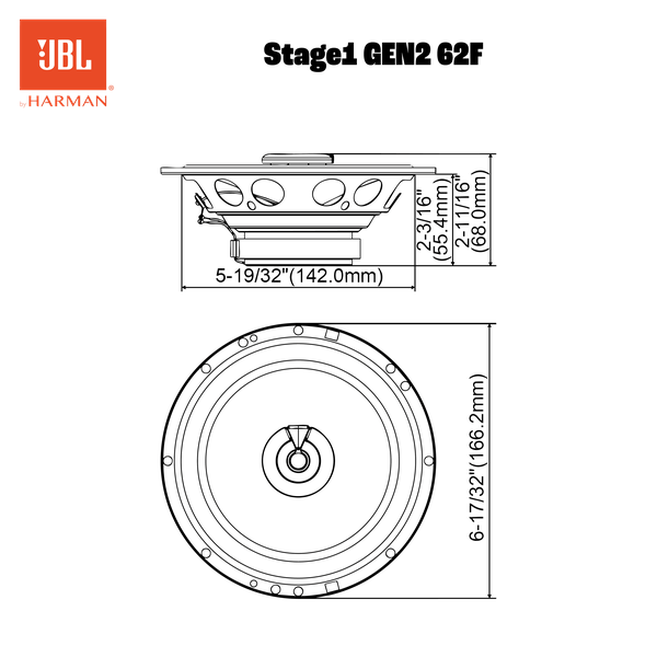 JBL Stage1 62F 6.5" (16.5cm) 400 WATT 2 Way Co Axial Car Speaker (No Grill)