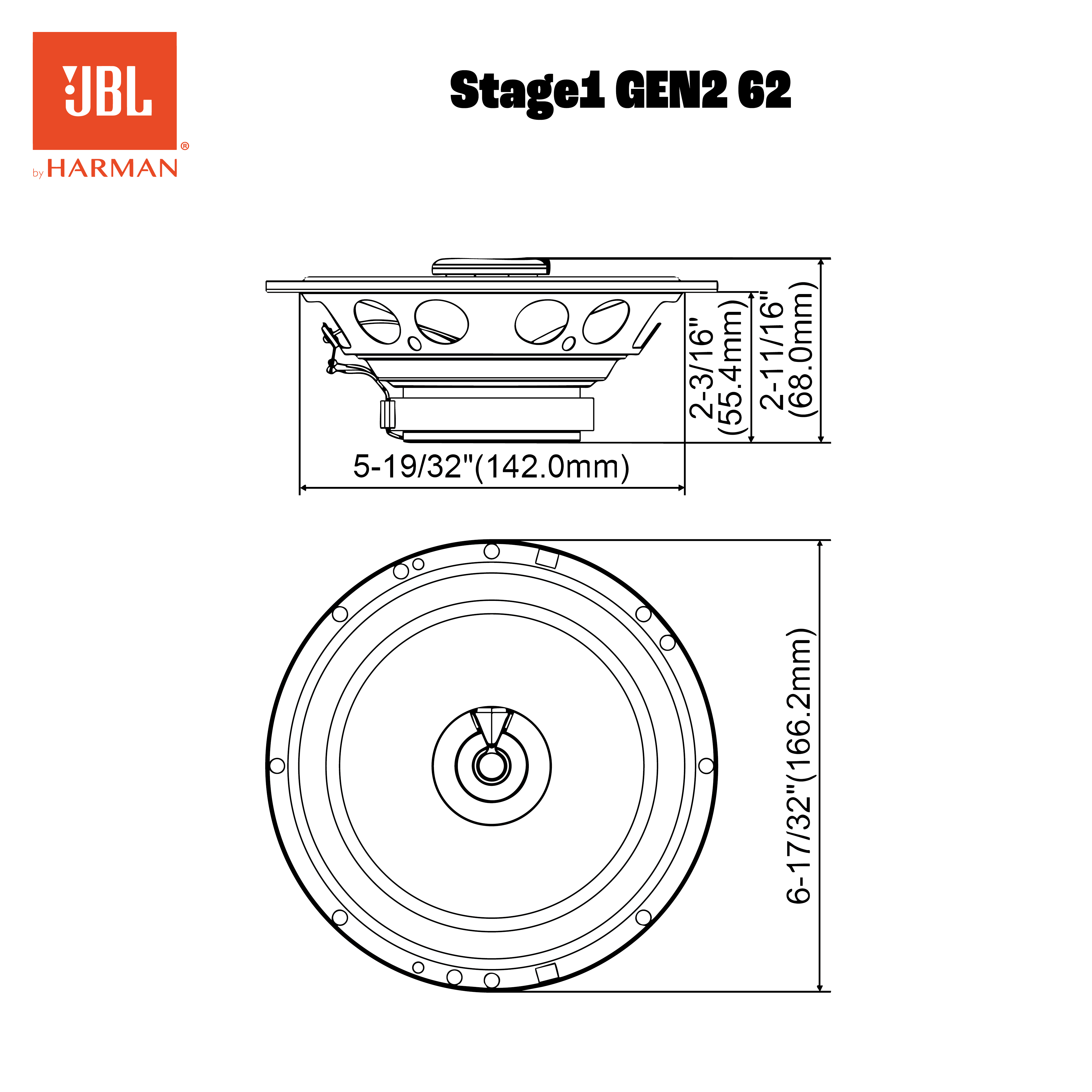 JBL Stage1 62 6.5" (16.5cm) 400 WATT 2 Way Co Axial Car Speaker