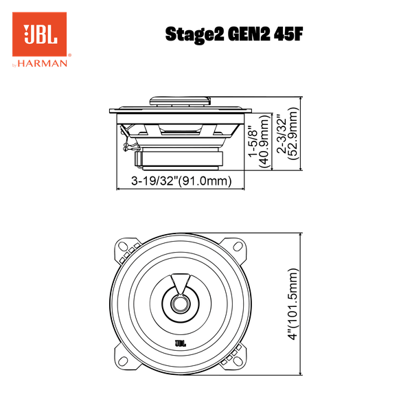 JBL Stage2 45F 4" (10cm) 320 WATT 2 Way Co Axial Car Speaker (No Grill)