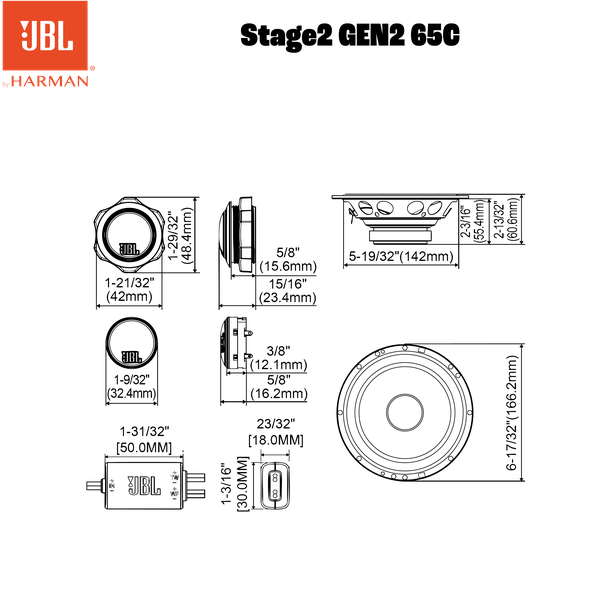 JBL Stage2 65C 6.5" ( 16.5cm) 720 WATT 2 Way Component Car Speaker
