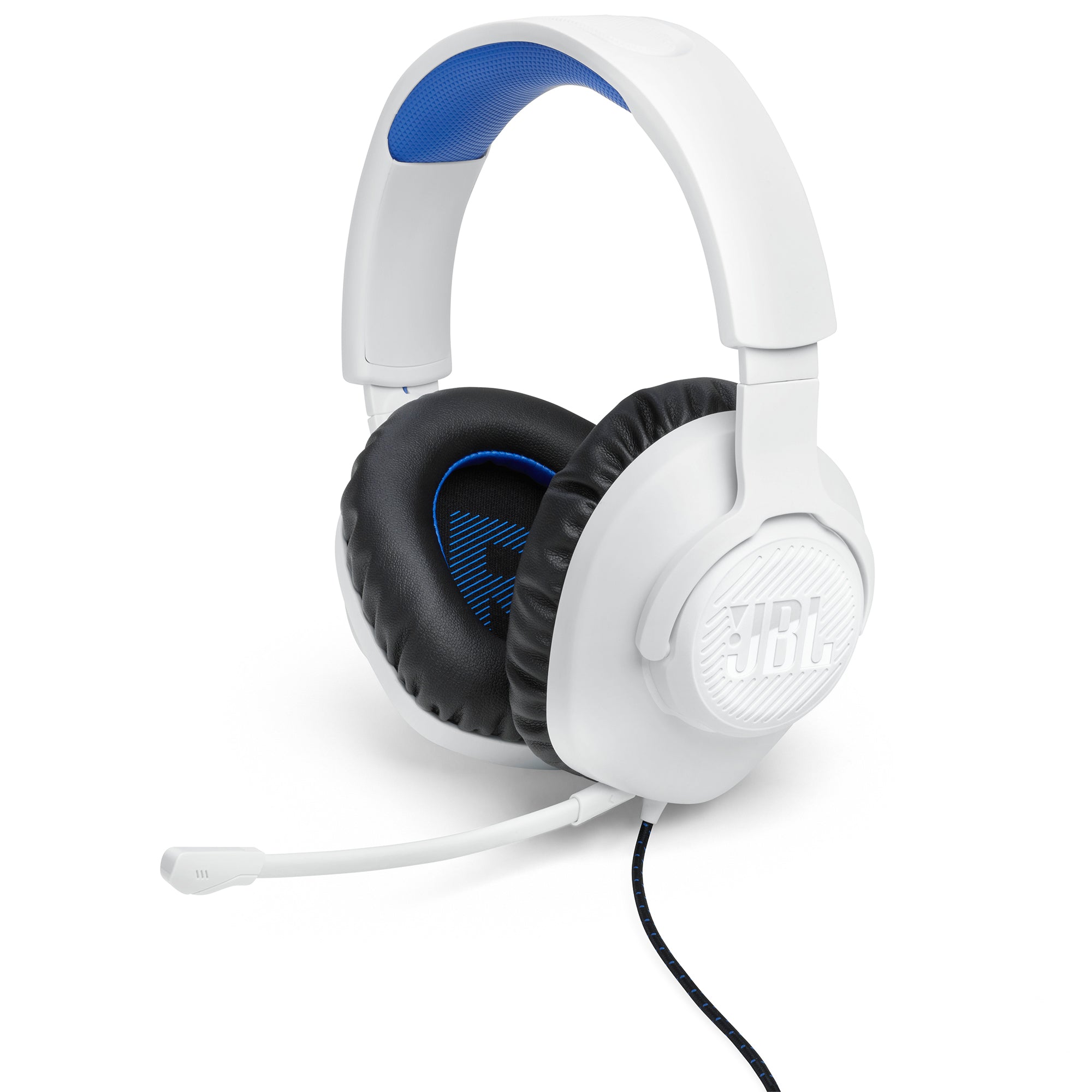 JBL Quantum 100P Wired Over Ear Gaming Headphone-White/Blue