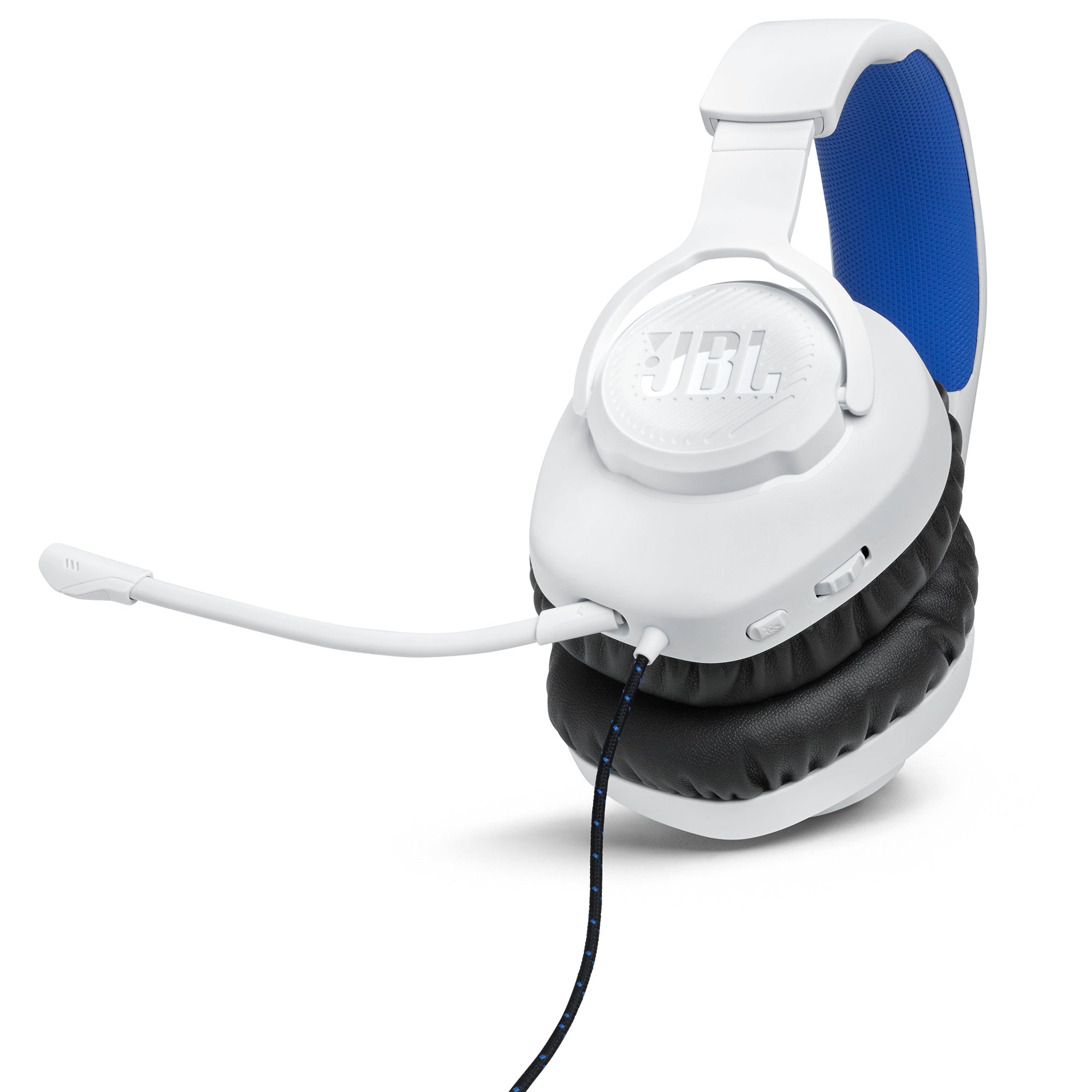 JBL Quantum 100P Wired Over Ear Gaming Headphone-White/Blue