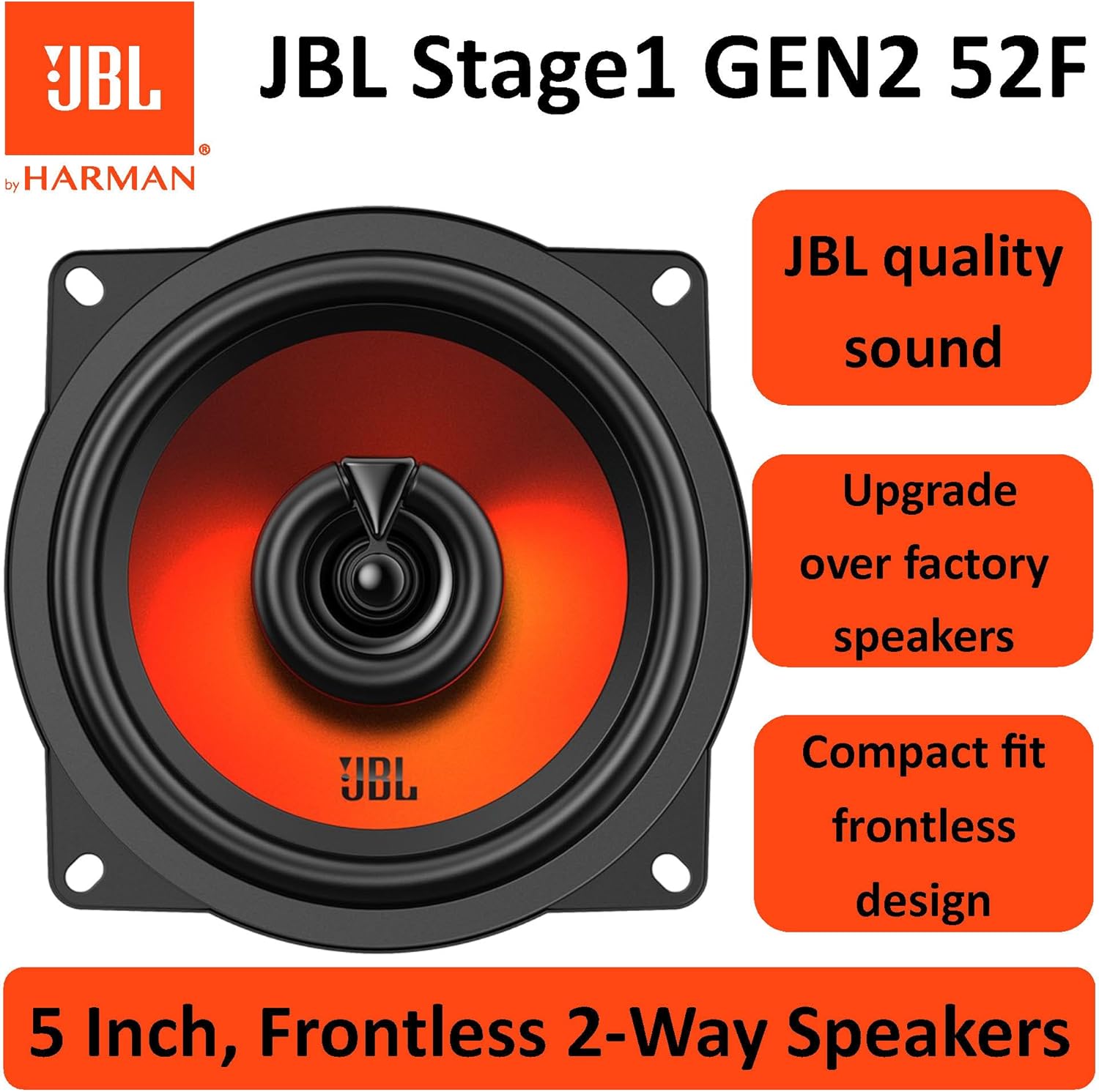 JBL Stage1 52F 5.25 " (13cm) 320 WATT 2 Way Co Axial Car Speaker (No Grill)