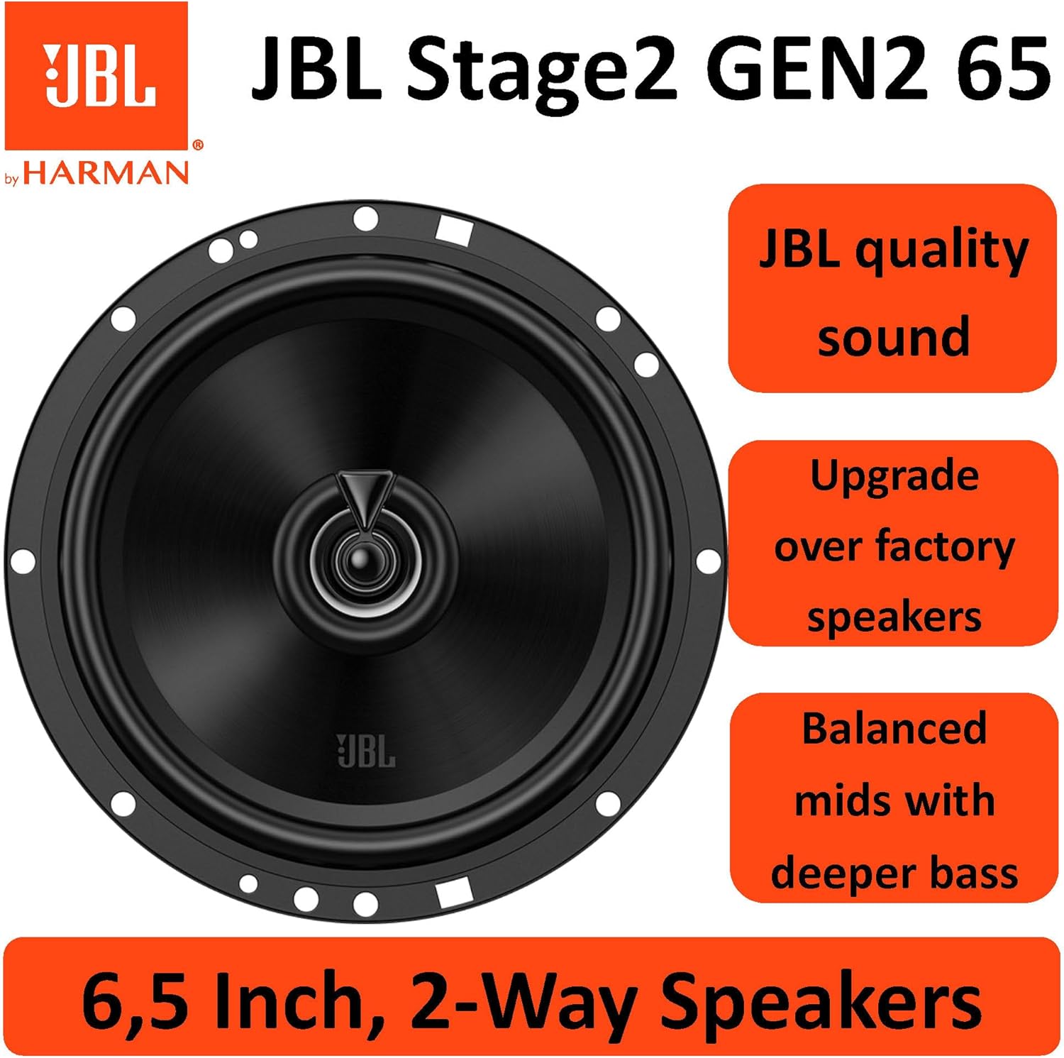 JBL Stage2 65 6.5" (16.cm) 480 WATT 2 Way Co Axial Car Speaker