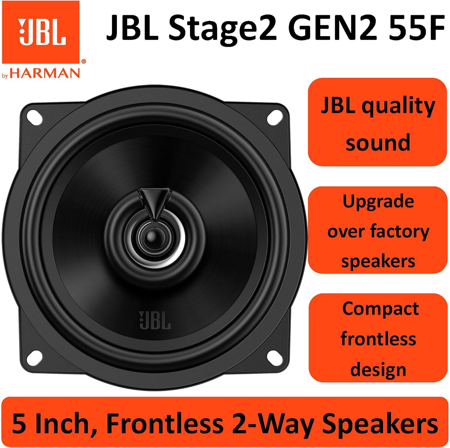 JBL Stage2 55F 5.25" (13cm) 400 WATT 2 Way Co Axial Car Speaker (No Grill)