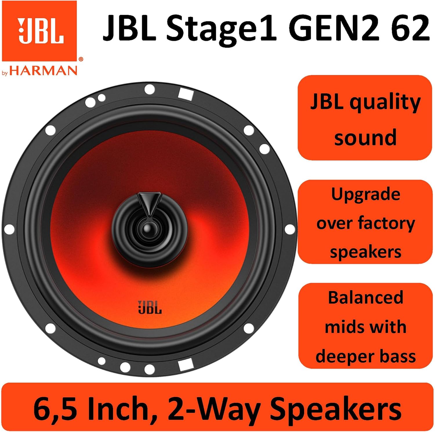 JBL Stage1 62 6.5" (16.5cm) 400 WATT 2 Way Co Axial Car Speaker