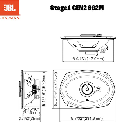 JBL Stage1 962M 6x9" 560 WATT 3 Way Co Axial Car Speaker