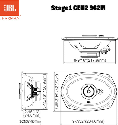 JBL Stage1 962M 6x9" 560 WATT 3 Way Co Axial Car Speaker