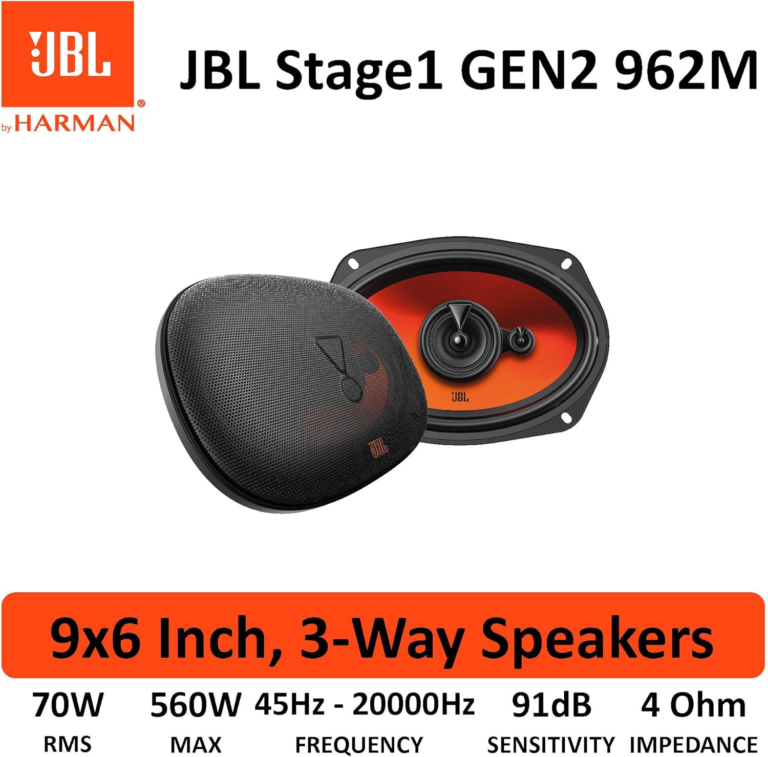JBL Stage1 962M 6x9" 560 WATT 3 Way Co Axial Car Speaker