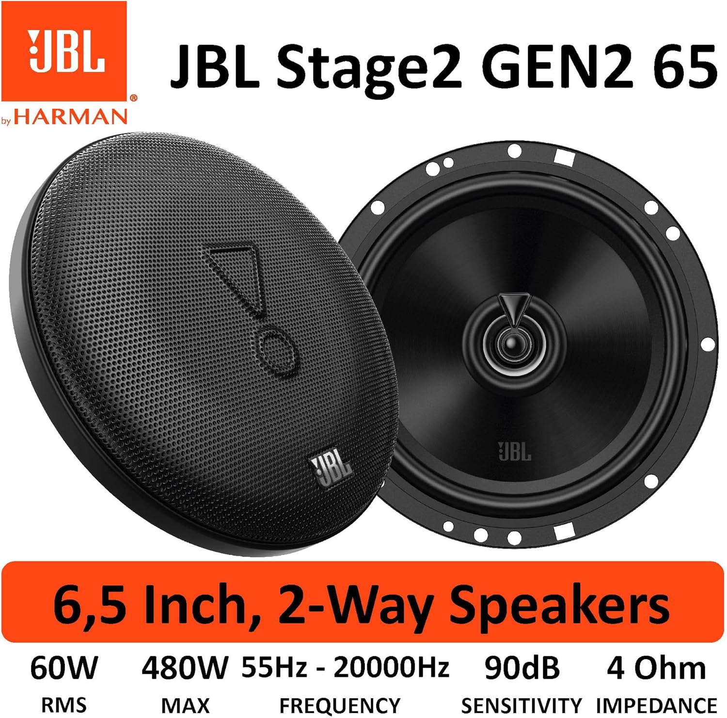 JBL Stage2 65 6.5" (16.cm) 480 WATT 2 Way Co Axial Car Speaker