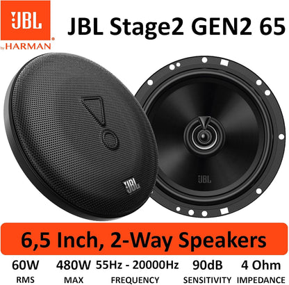 JBL Stage2 65 6.5" (16.cm) 480 WATT 2 Way Co Axial Car Speaker