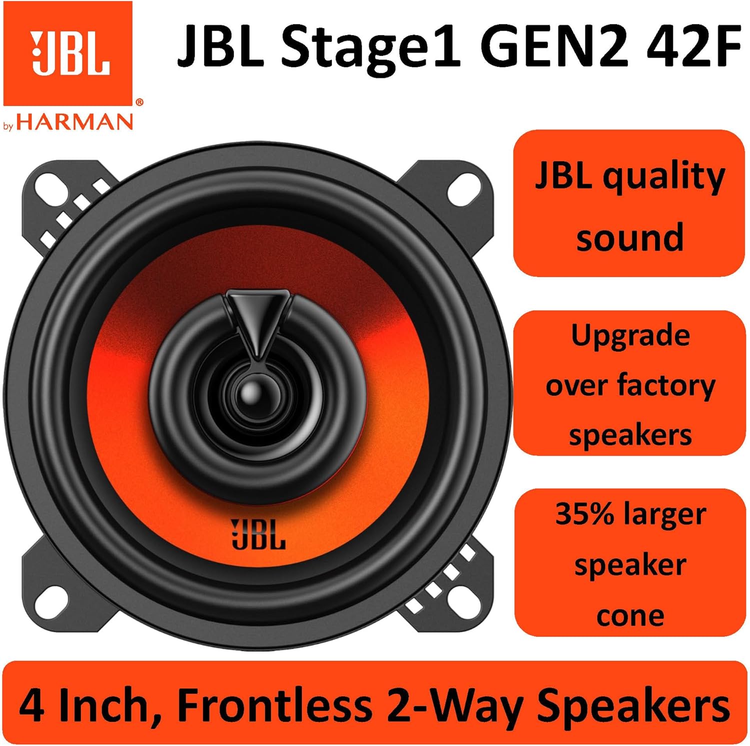JBL Stage1 42F 4" (10cm) 320 WATT 2 Way Co Axial Car Speaker (No Grill)
