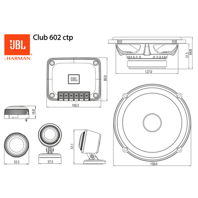 JBL Club 602CTP 6.5" 70 WATT Split Car Speaker
