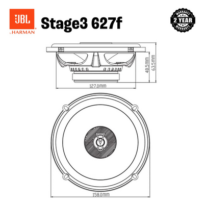 JBL Stage3 627F 6.5" 45 WATT Co Axial Car Speaker