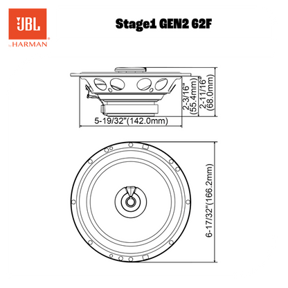 JBL Stage1 62F 6.5" (16.5cm) 400 WATT 2 Way Co Axial Car Speaker (No Grill)