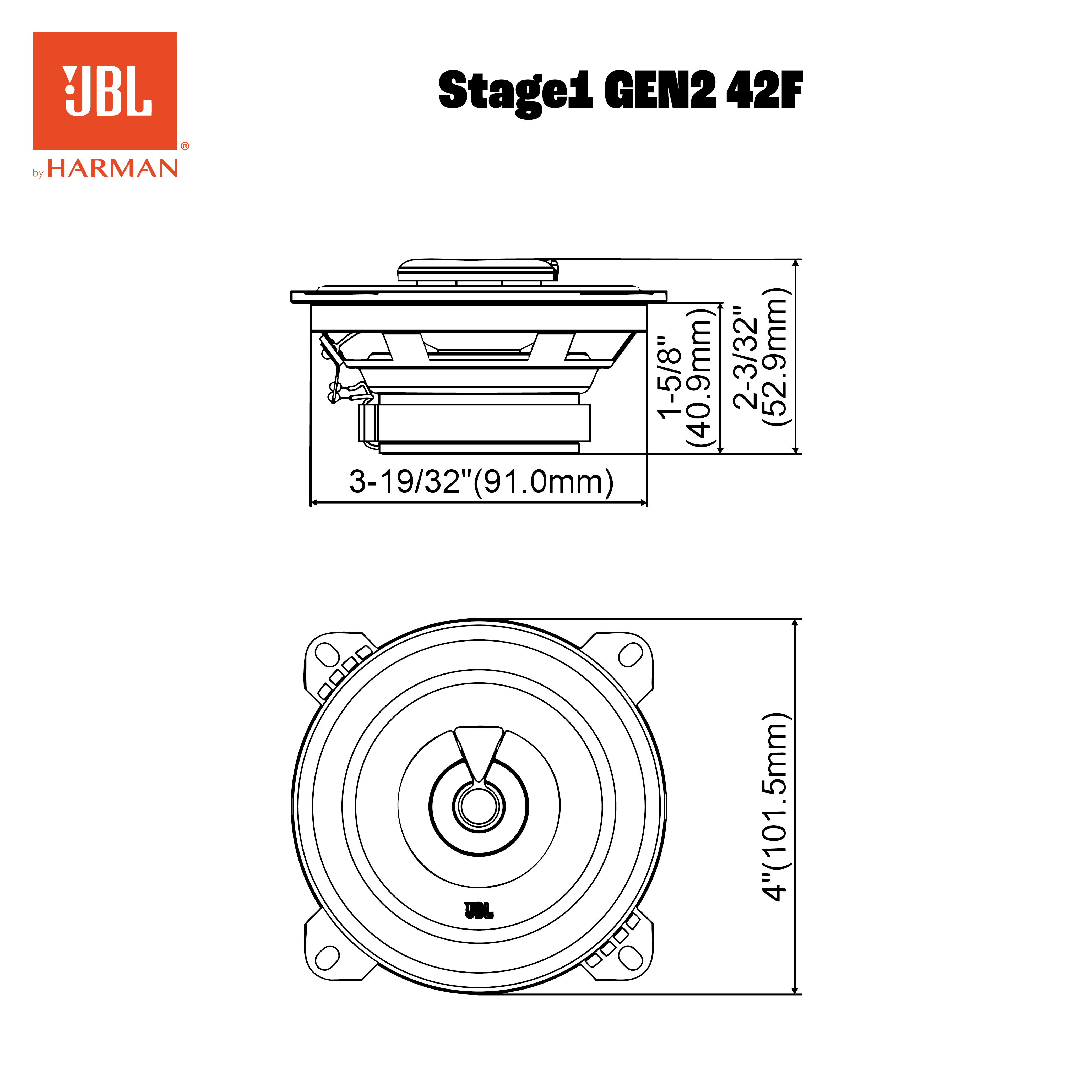 JBL Stage1 42F 4" (10cm) 320 WATT 2 Way Co Axial Car Speaker (No Grill)