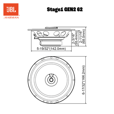 JBL Stage1 62 6.5" (16.5cm) 400 WATT 2 Way Co Axial Car Speaker