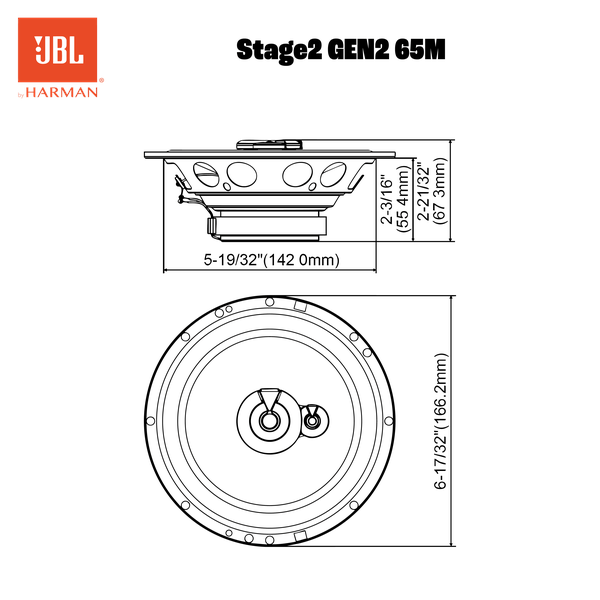 JBL Stage2 65M 6.5" (16.5cm) 480 WATT 3 Way Co Axial Car Speaker