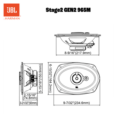 JBL Stage2 965M 6x9" 560 WATT 3 Way Co Axial Car Speaker