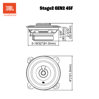 JBL Stage2 45F 4" (10cm) 320 WATT 2 Way Co Axial Car Speaker (No Grill)