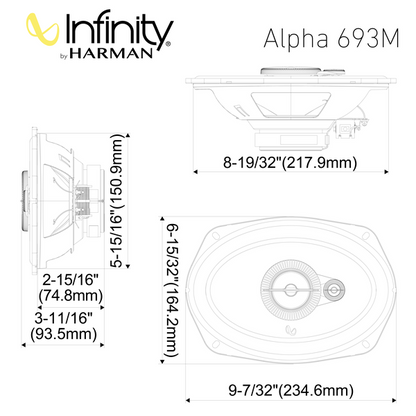JBL Alpha 693M 6x9" 3 Way Co Axial Car Speaker