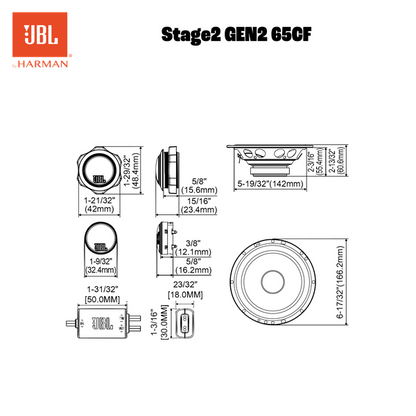 JBL Stage2 65CF 6.5" (16.5cm) 720 WATT 2 Way Component Car Speaker (No Grill)